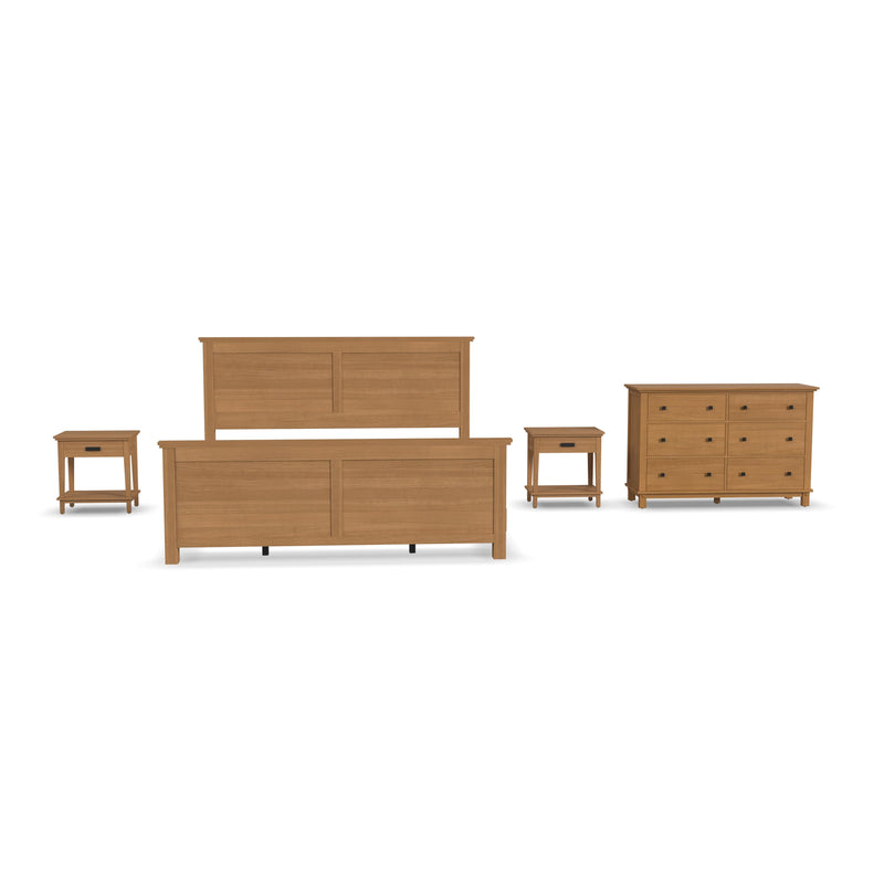 Oak Park - King Bed, Two Nightstands And Dresser - Wood - Light Brown