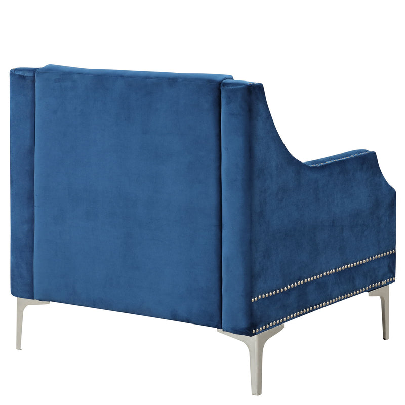 33.5" Modern Sofa Dutch Plush Upholstered Sofa With Metal Legs, Button Tufted Back Blue
