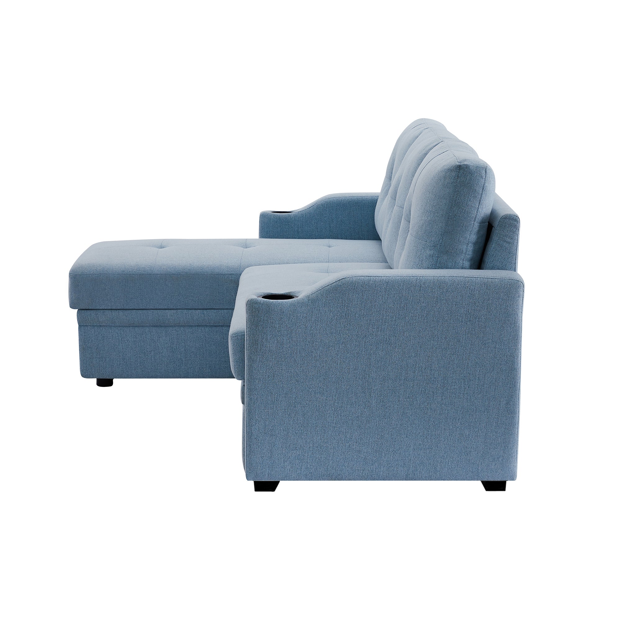 Orisfur. 81" Sleeper Sofa Bed Reversible Sectional Couch with Storage Chaise and Two Cup Holders for Living Room Furniture Set - Atlantic Fine Furniture Inc