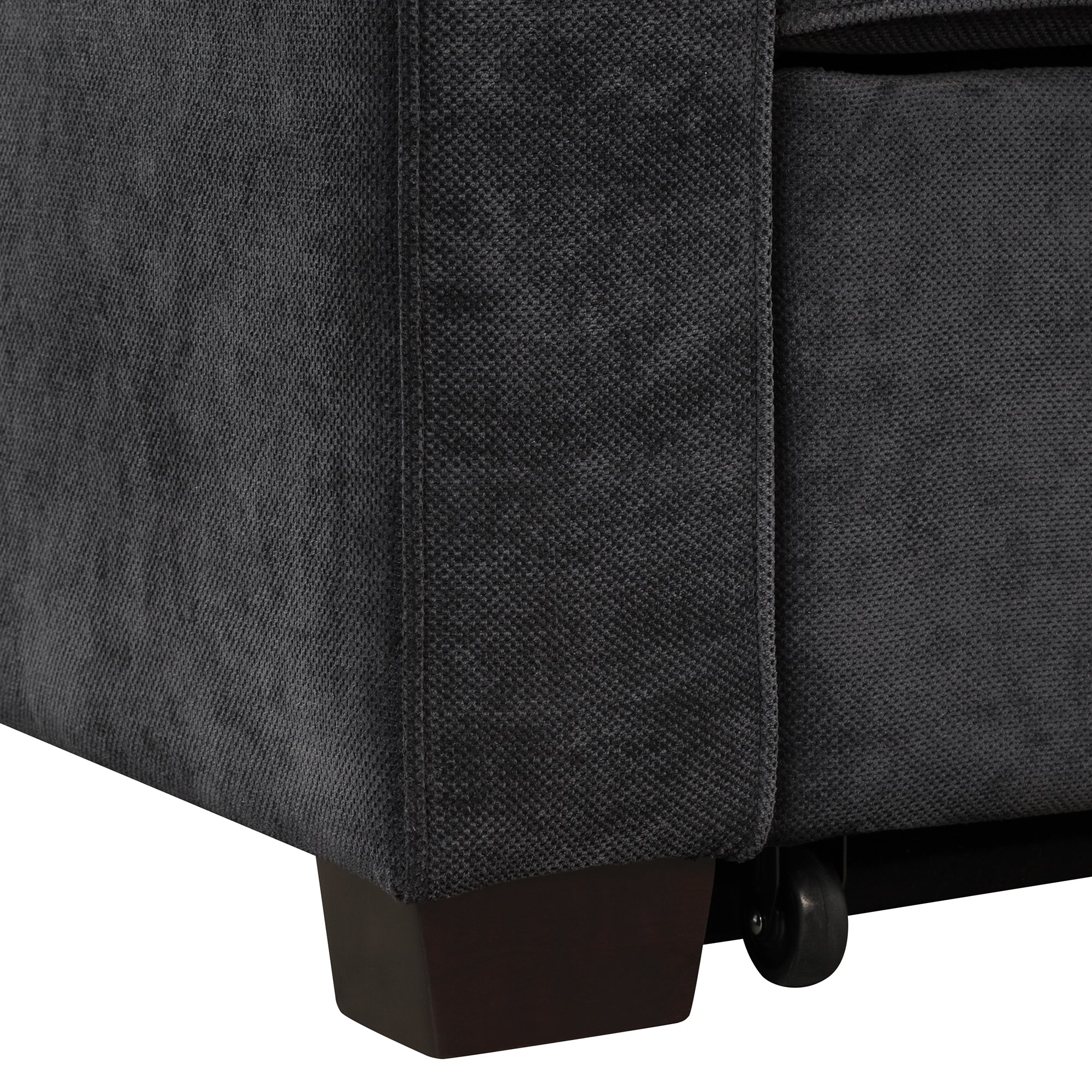 Linen Upholstered Sleeper Bed , Pull Out Sofa Bed Couch attached two throw pillows,Dual USB Charging Port and Adjustable Backrest for Living Room Space，Black - Atlantic Fine Furniture Inc