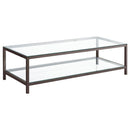 Trini - 1-Shelf Glass Top Coffee Table - Black Nickel - Atlantic Fine Furniture Inc