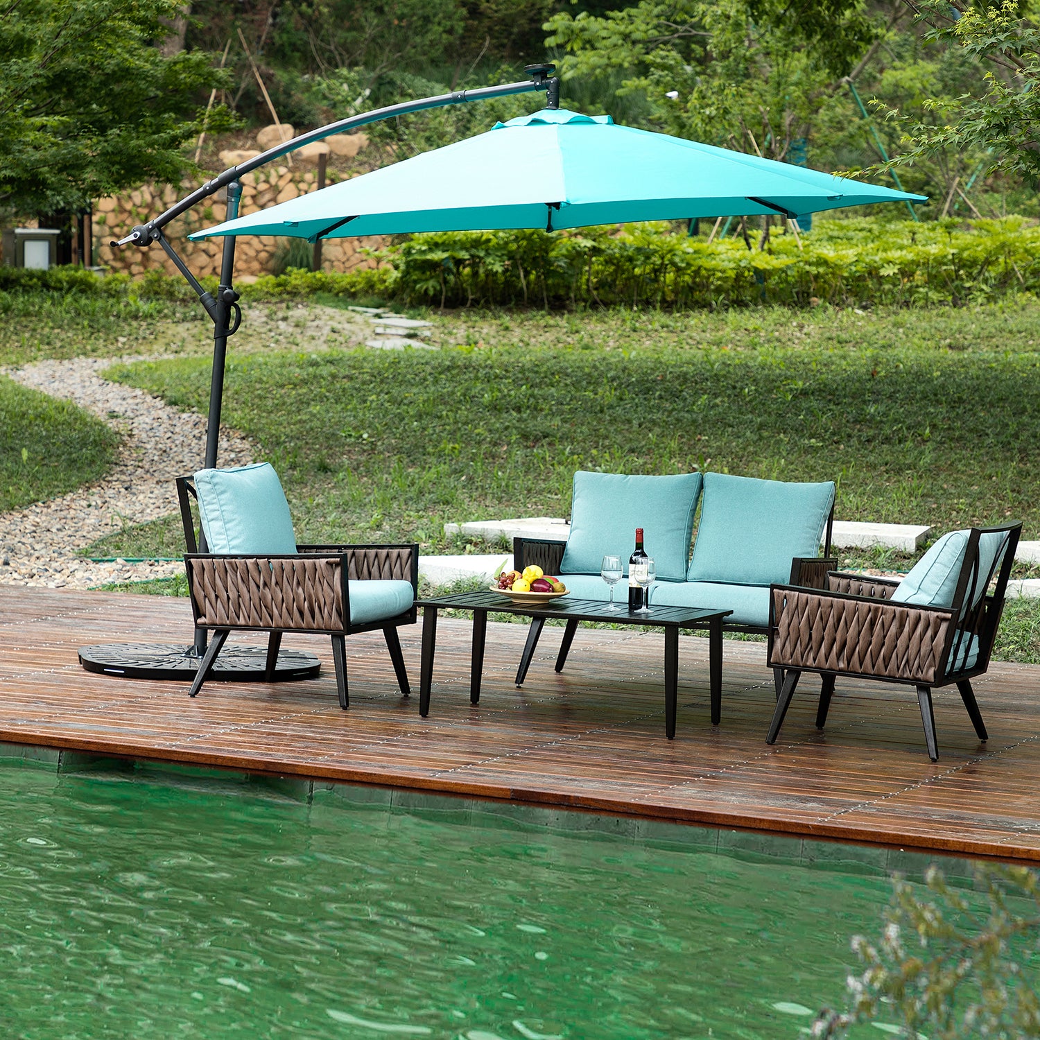 Philemon 10 - Atlantic Fine Furniture Inc Solar Light Cantilever Umbrella - Atlantic Fine Furniture Inc
