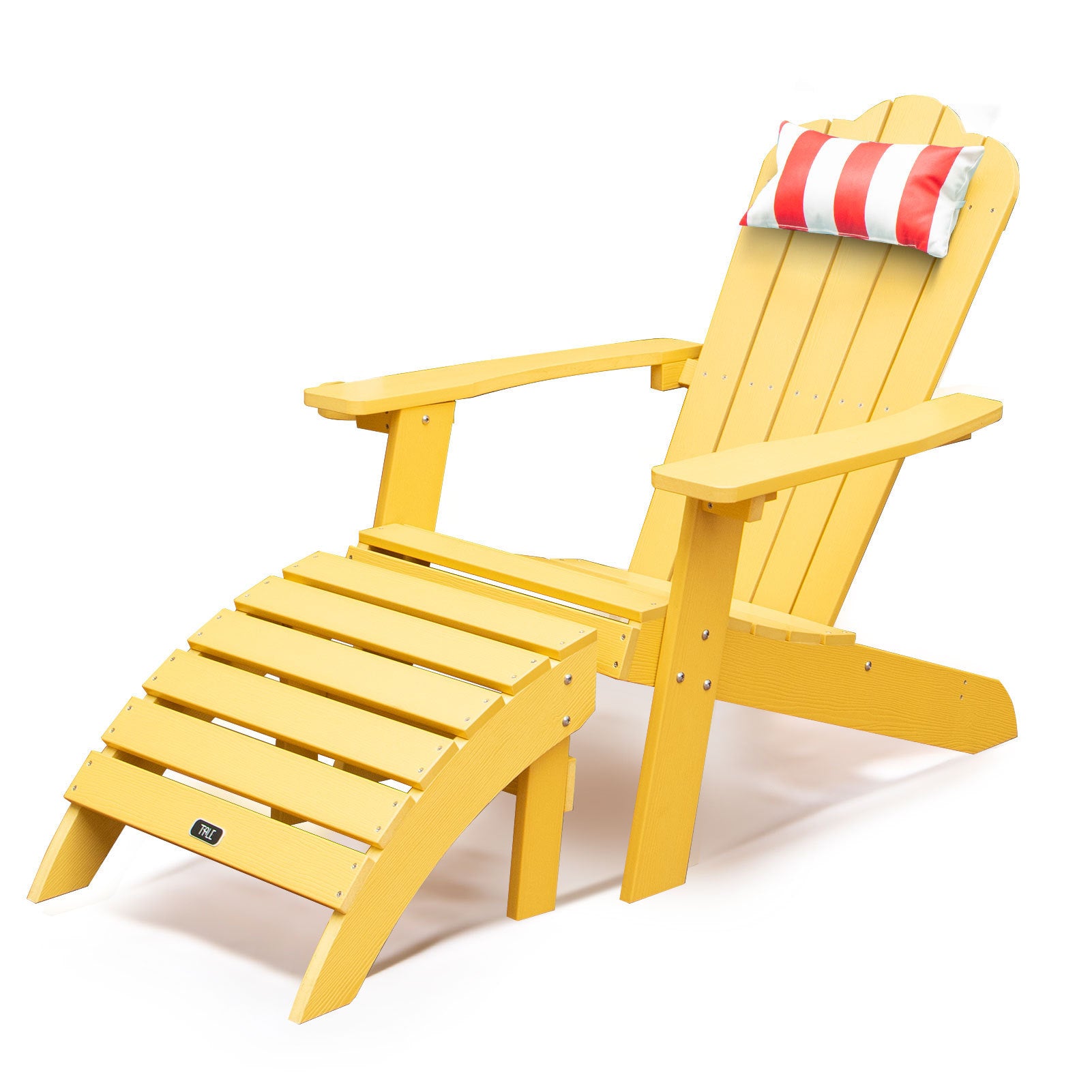 TALE Adirondack Chair Backyard Furniture Painted Seating with Cup Holder All-Weather and Fade-Resistant Plastic Wood for Lawn Outdoor Patio Deck Garden Porch Lawn Furniture Chairs Yellow - Atlantic Fine Furniture Inc
