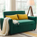 [VIDEO provided]55" Modern Velvet Sofa with Pull-Out Sleeper Bed with 2 Pillows Adjustable Backrest for Small Spaces Green - Atlantic Fine Furniture Inc