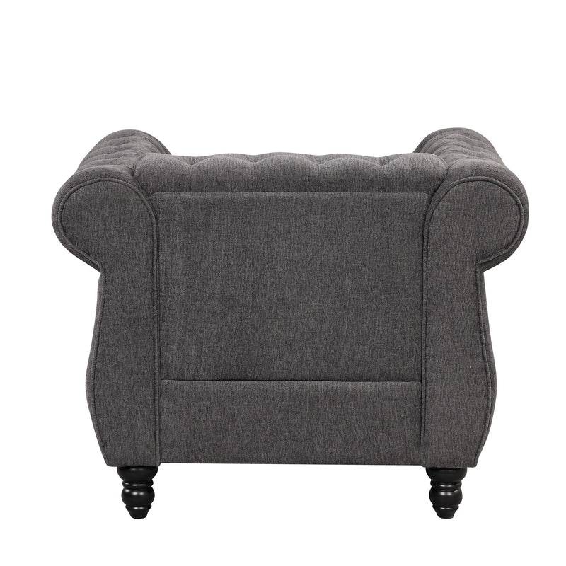 39" Modern Sofa Dutch Plush Upholstered Sofa, Solid Wood Legs, Buttoned Tufted Backrest, Gray