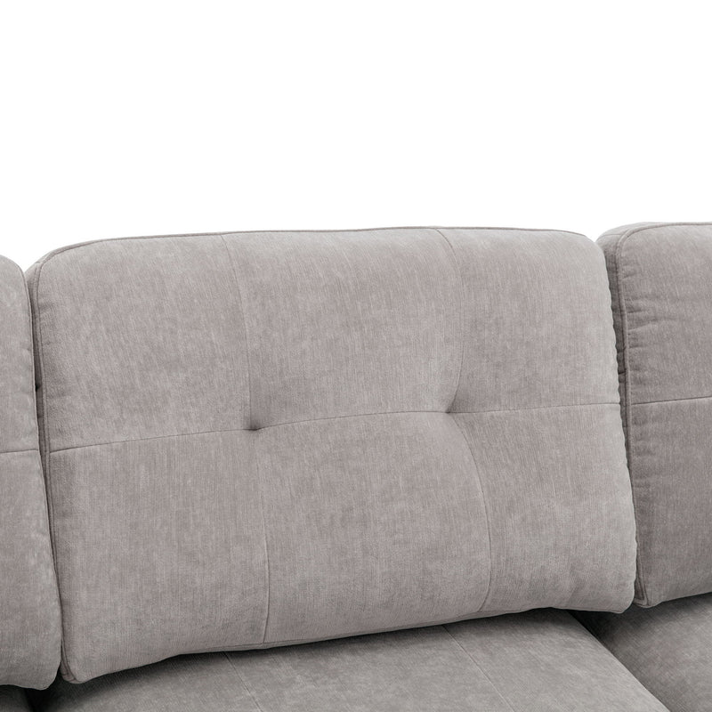 Shape Convertible Sectional Sofa Couch With Movable Ottoman For Living Room, Apartment, Office, Light Grey