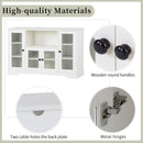 ON-TREND TV Stand for TV up to 60in with 4 Tempered Glass Doors Adjustable Panels Open Style Cabinet, Sideboard for Living room, White (OLD SKU:WF286785AAK) - Atlantic Fine Furniture Inc