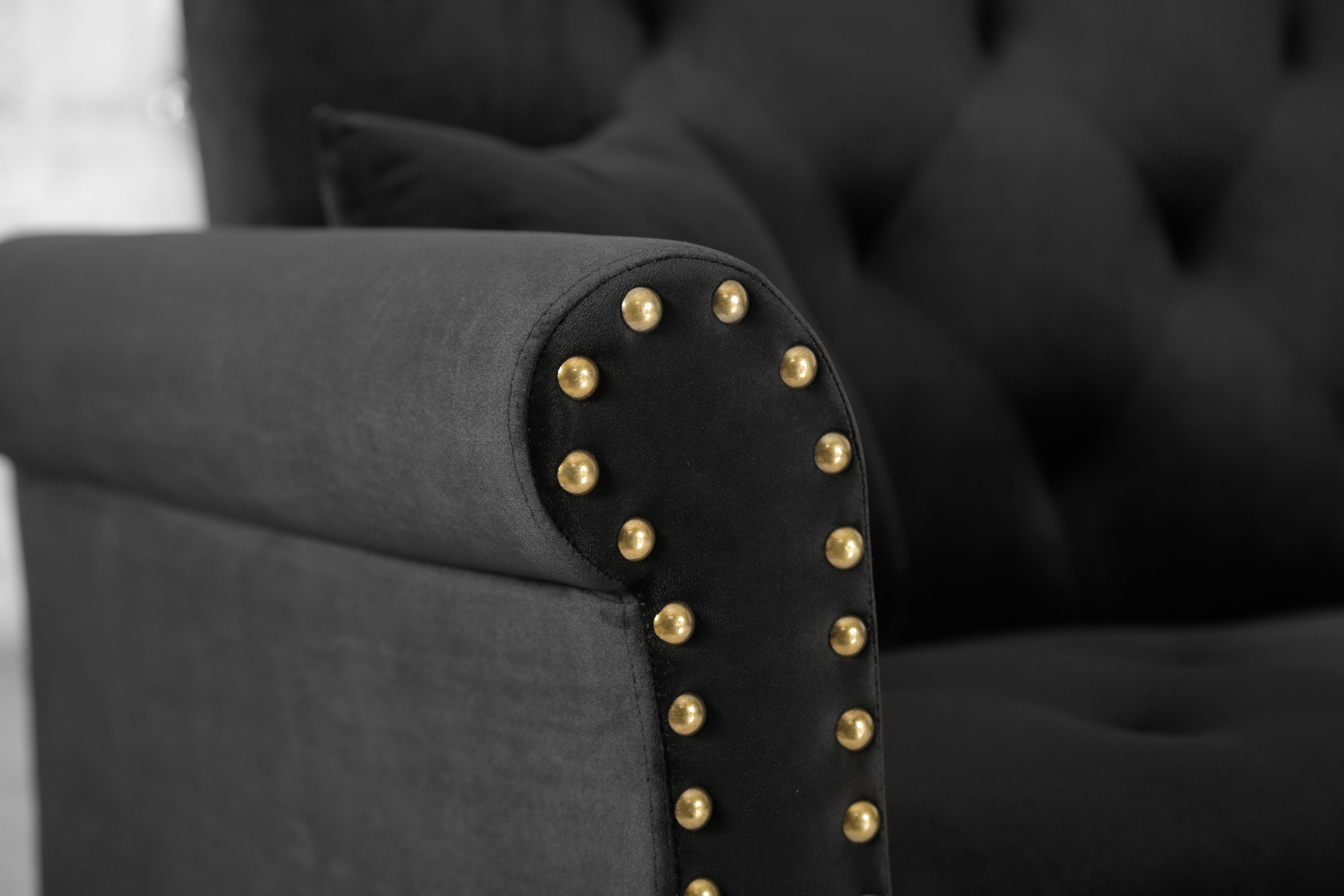 Convertible Sofa bed sleeper Black velvet (same as W223S01589。Size difference, See Details in page.) - Atlantic Fine Furniture Inc