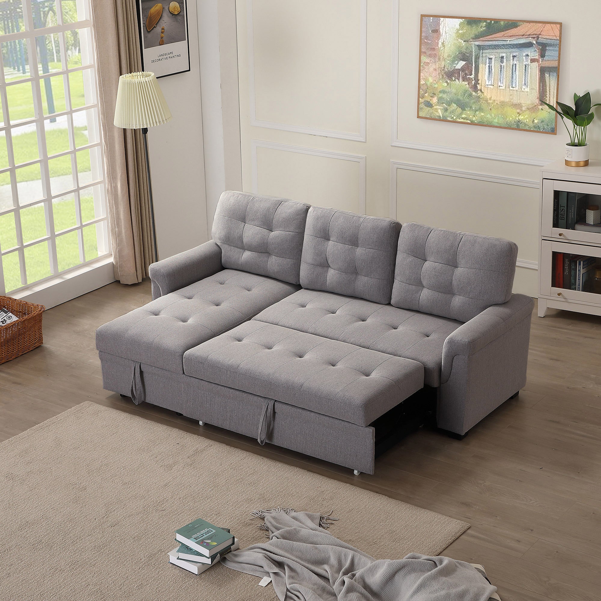Upholstery Sleeper Sectional Sofa dark gray - Atlantic Fine Furniture Inc
