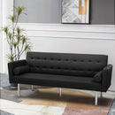 Square arm sleeper sofa BLACK PU ***Not available for sale on Walmart*** - Atlantic Fine Furniture Inc