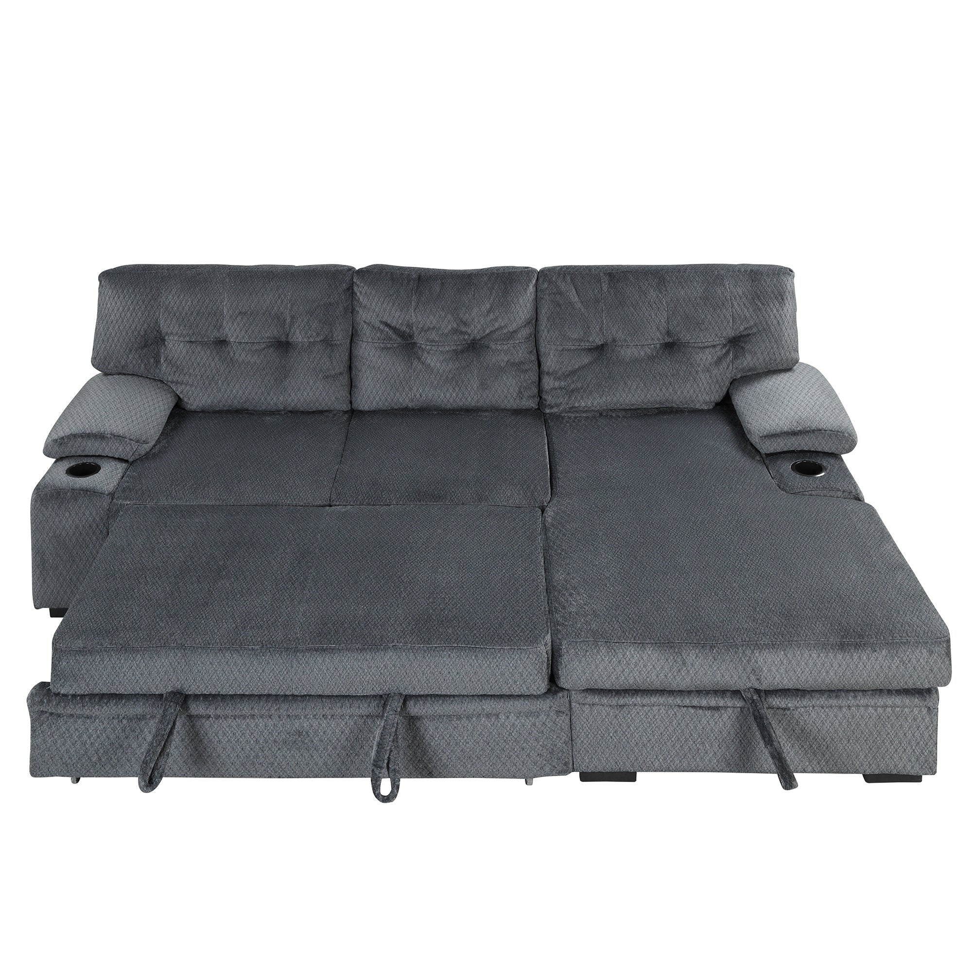 Orisfur. Modern Padded Upholstered  Sofa Bed Sleeper Sectional Sofa with Storage Chaise and Cup Holder for Living Room Furniture Set - Atlantic Fine Furniture Inc