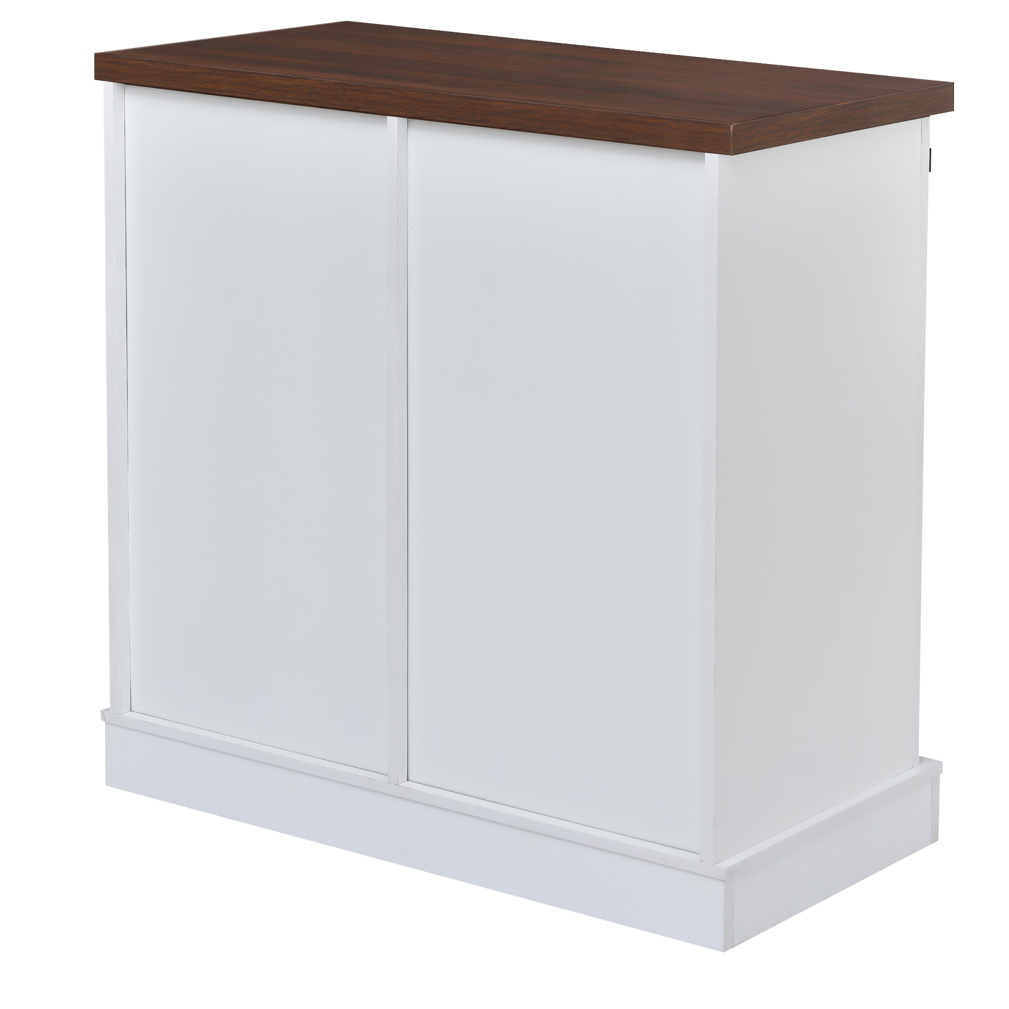 Bathroom Storage Cabinet, Freestanding Accent Cabinet, Sliding Barn Door, Thick Top, Adjustable Shelf, White and Brown - Atlantic Fine Furniture Inc