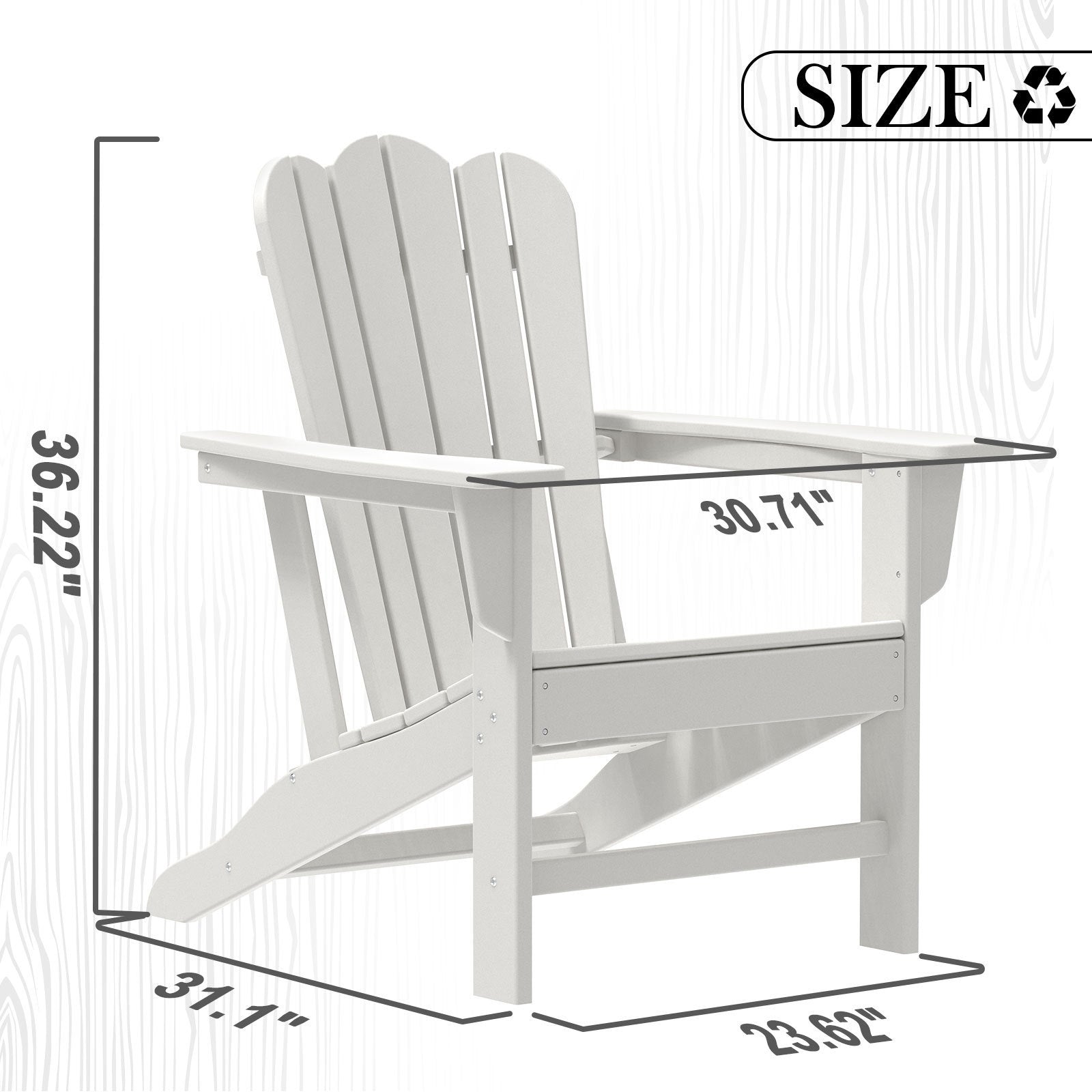 Resistant Adirondack Chair for Patio Deck Garden
 Plastic Adirondack Chair, White, 1 piece. - Atlantic Fine Furniture Inc