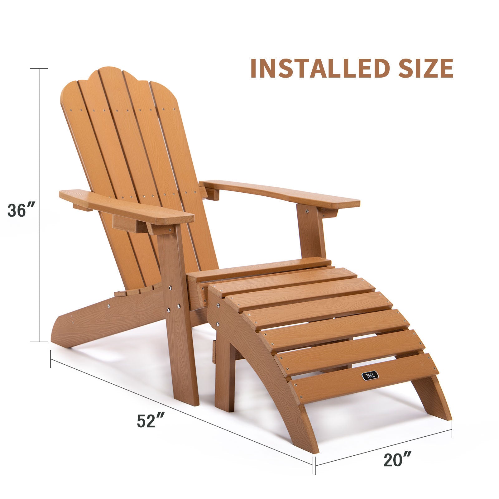 TALE Adirondack Ottoman Footstool All-Weather and Fade-Resistant Plastic Wood for Lawn Outdoor Patio Deck Garden Porch Lawn Furniture Brown - Atlantic Fine Furniture Inc