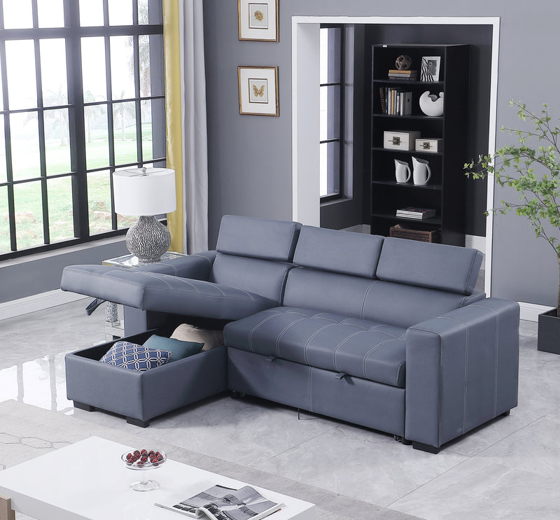 Revolution performance fabric, Reversible Sleeper Sectional Storage Sofa Bed, 3 Seat Both Left Handed And Right  Handed （91x60.5x 33 inches） - Atlantic Fine Furniture Inc