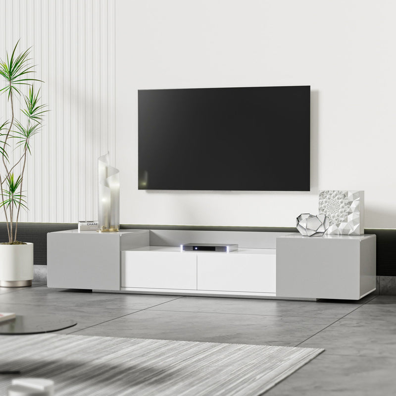 Modern TV Stand For 70" TV With Large Storage Space, Magnetic Cabinet Door, Entertainment Center For Living Room, Bedroom