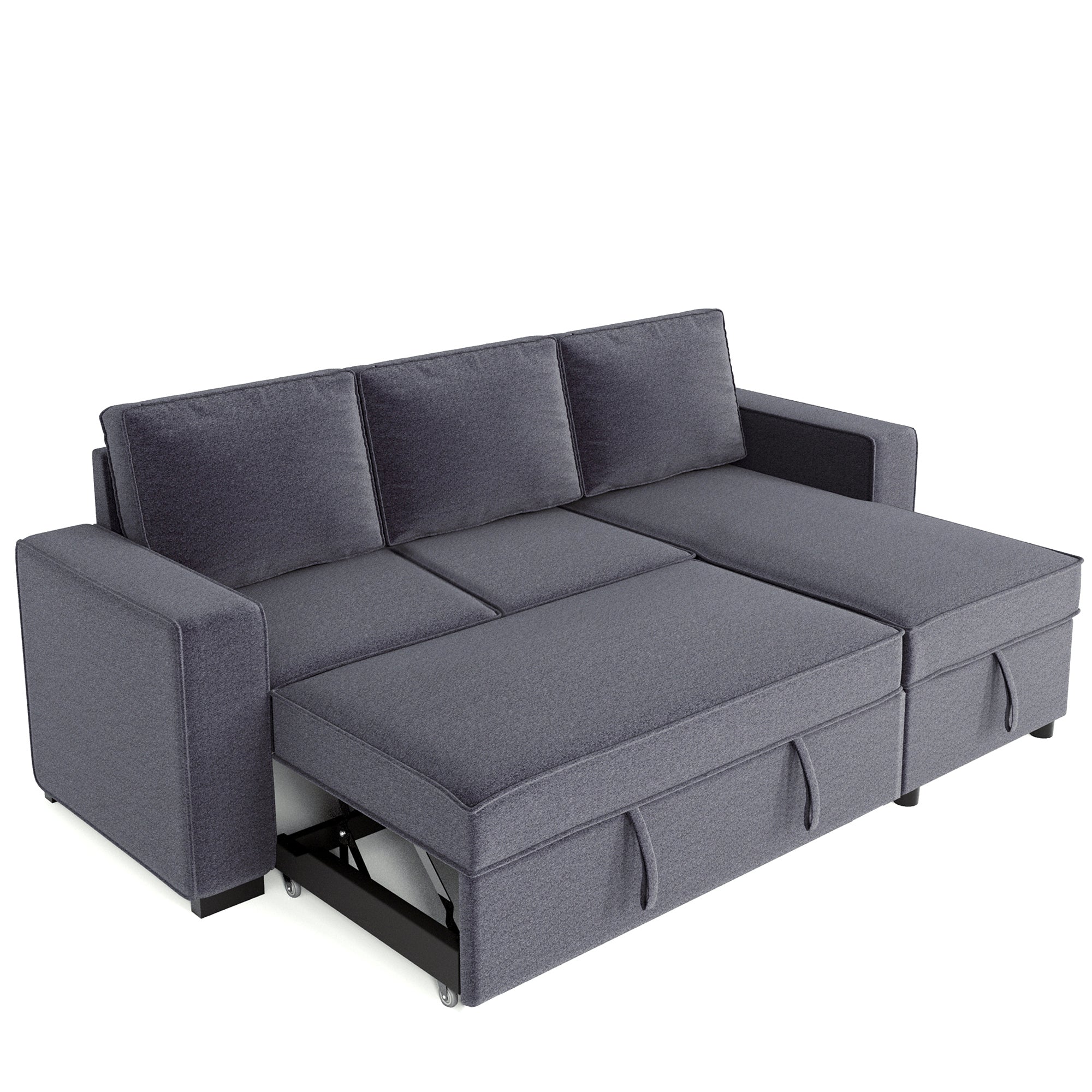 [VIDEO] 91" Reversible Pull out Sleeper Sectional Storage Sofa Bed,Corner sofa-bed with Storage Chaise Left/Right Handed Chaise - Atlantic Fine Furniture Inc