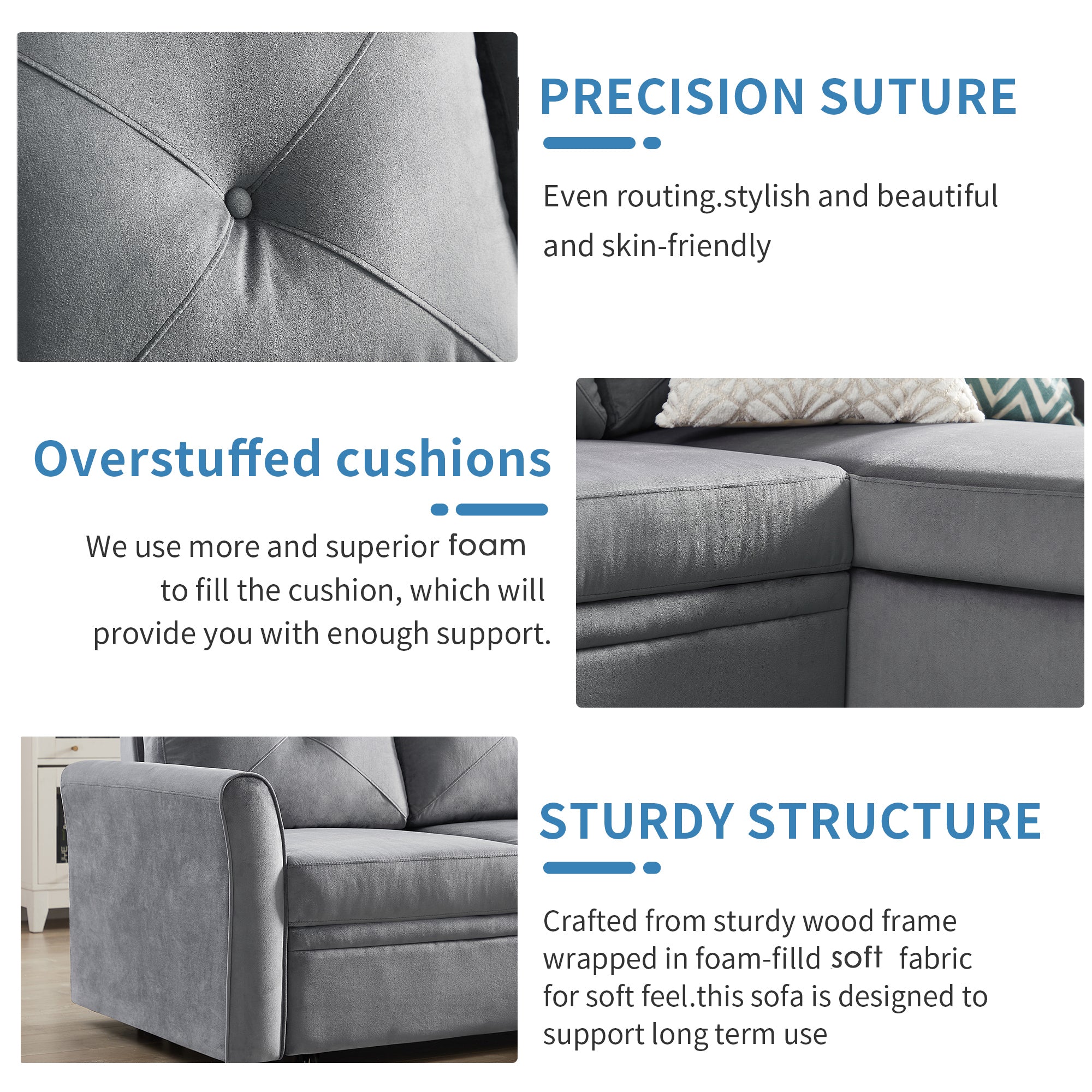 Orisfur. 83" Pull Out Sleeper Sofa Reversible L-Shape 3 Seat Sectional Couch with Storage for Living Room Furniture Set - Atlantic Fine Furniture Inc