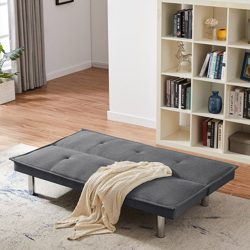 Grey Fabric Sofa Bed ， Convertible Folding Futon Sofa Bed Sleeper for Home Living Room .