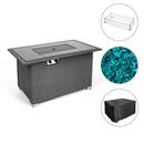 Outdoor 44" Gas Propane Fire pit  Table  Rectangle  50,000 BTU with  8mm Tempered Glass Tabletop & Blue Stone& Steel table lid &Table waterproof dusty Cover ,ETL Certification (Grey) - Atlantic Fine Furniture Inc