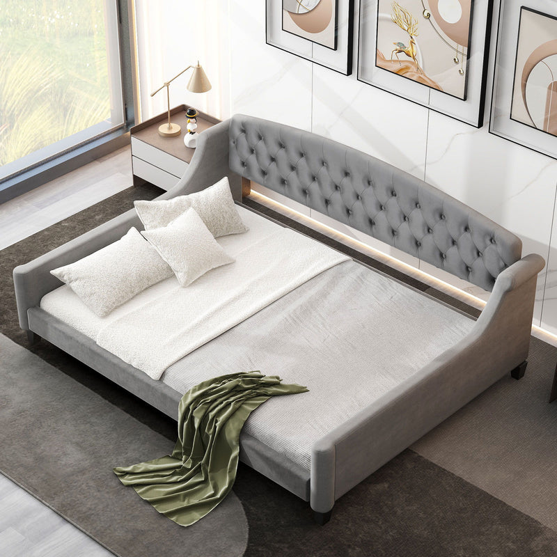 Modern Luxury Tufted Button Daybed, Full - Gray