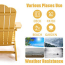 TALE Adirondack Chair Backyard Furniture Painted Seating with Cup Holder All-Weather and Fade-Resistant Plastic Wood for Lawn Outdoor Patio Deck Garden Porch Lawn Furniture Chairs Yellow - Atlantic Fine Furniture Inc