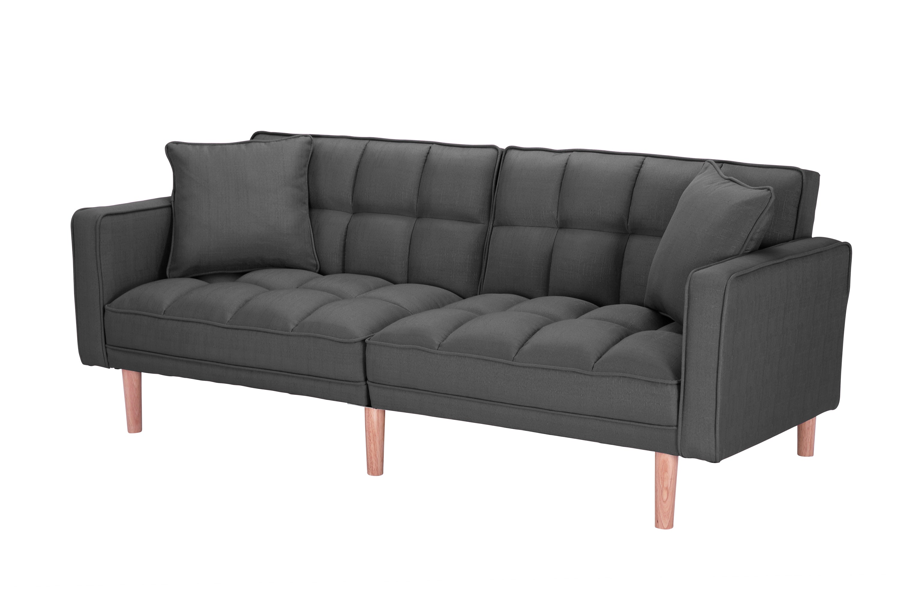 FUTON SLEEPER SOFA WITH 2 PILLOWS DARK GREY FABRIC（same as W223S00991、W223S00417。Size difference, See Details in page.） - Atlantic Fine Furniture Inc
