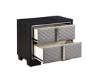 Nicola - Nightstand - Silver PU & Black Finish - Atlantic Fine Furniture Inc