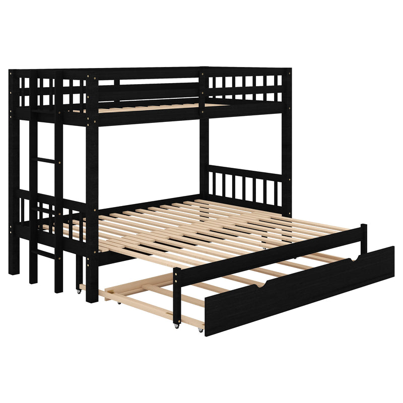 Twin Over Pull Out Bunk Bed With Trundle, Espresso