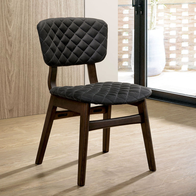 Shayna - Side Chair With Fabric Back (Set of 2) - Walnut / Gray
