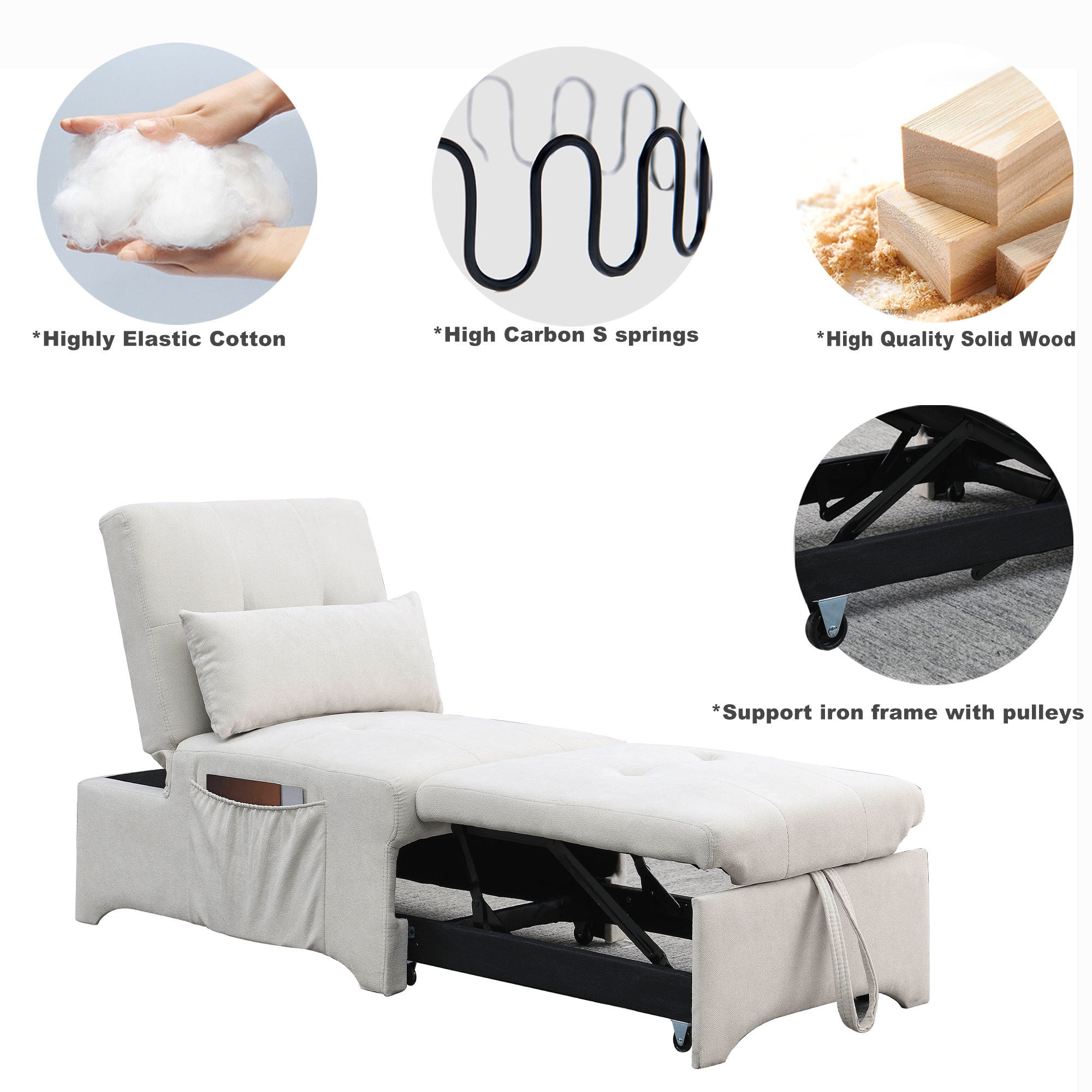 [Video] Welike 24.5"W Sleeper sofa bed, convertible chair 4 in 1 multifunctional folding sleeper sofa bed pull out sleeper sofa bed with adjustable backrest, single bed chair for small spaces - Atlantic Fine Furniture Inc