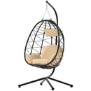 Egg Chair with Stand Indoor Outdoor Swing Chair Patio Wicker Hanging Egg Chair Hanging Basket Chair Hammock Chair with Stand for Bedroom Living Room Balcony - Atlantic Fine Furniture Inc