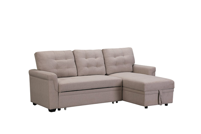 Beige Upholstered Sleeper Modular Sofa