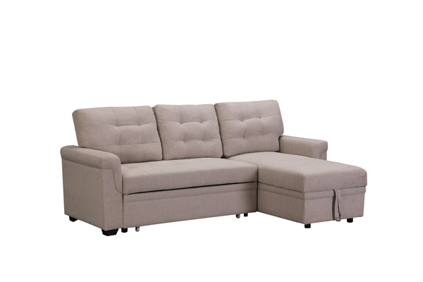Beige Upholstered Sleeper Modular Sofa - Atlantic Fine Furniture Inc