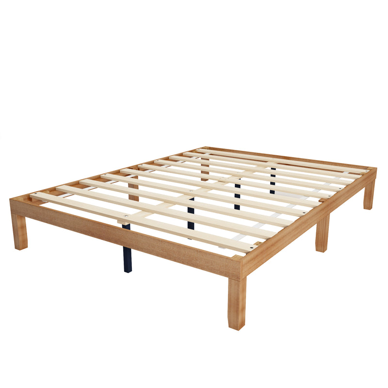 Queen Size Wood Platform Bed Frame,No Box Spring Needed,Strong Wood Slat Support,  Easy Assembly