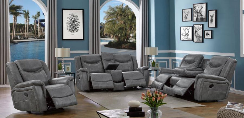 Conrad - Upholstered Padded Arm Motion Sofa - Gray