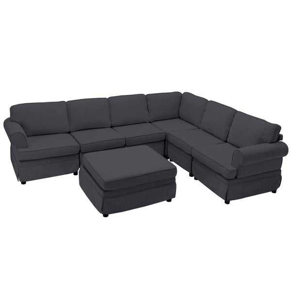 108.6" Fabric Upholstered Modular Sofa Collection, Modular Customizable, Sectional Couch With Removable Ottoman For Living Room, Gray