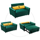 [VIDEO provided]55" Modern Velvet Sofa with Pull-Out Sleeper Bed with 2 Pillows Adjustable Backrest for Small Spaces Green - Atlantic Fine Furniture Inc