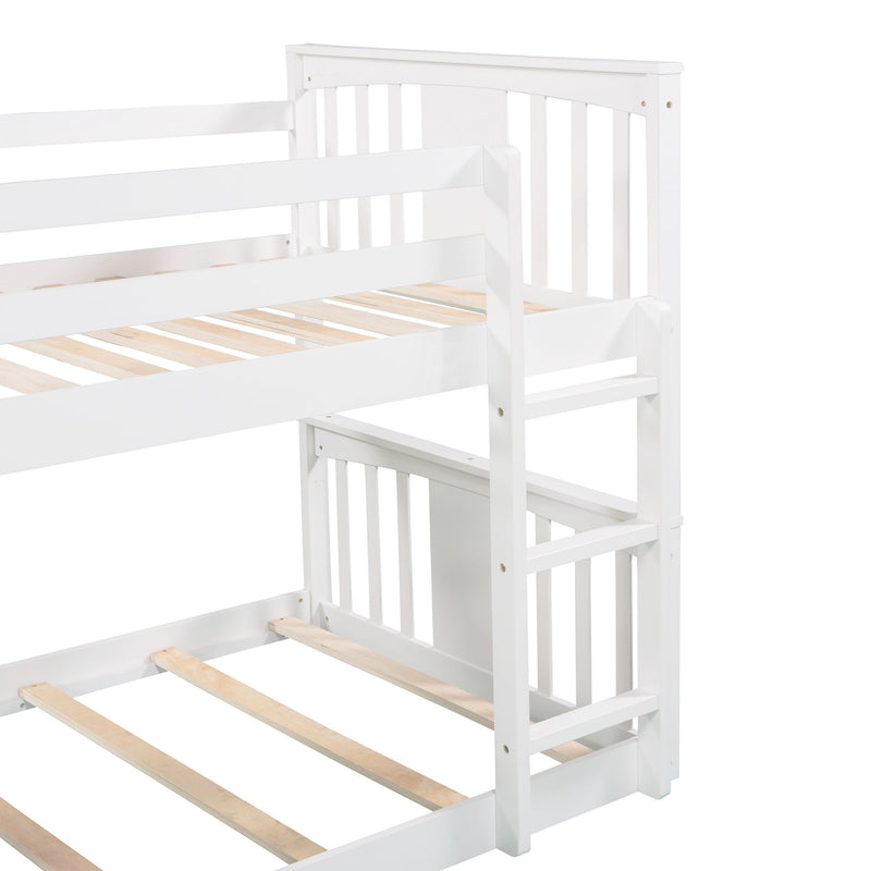 Twin Over Twin Bunk Bed With Slide And Ladder, White