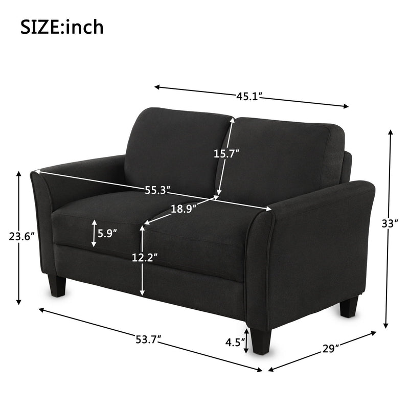 Living Room Furniture Love Seat Sofa Double Seat Sofa (Loveseat Chair) (Black)