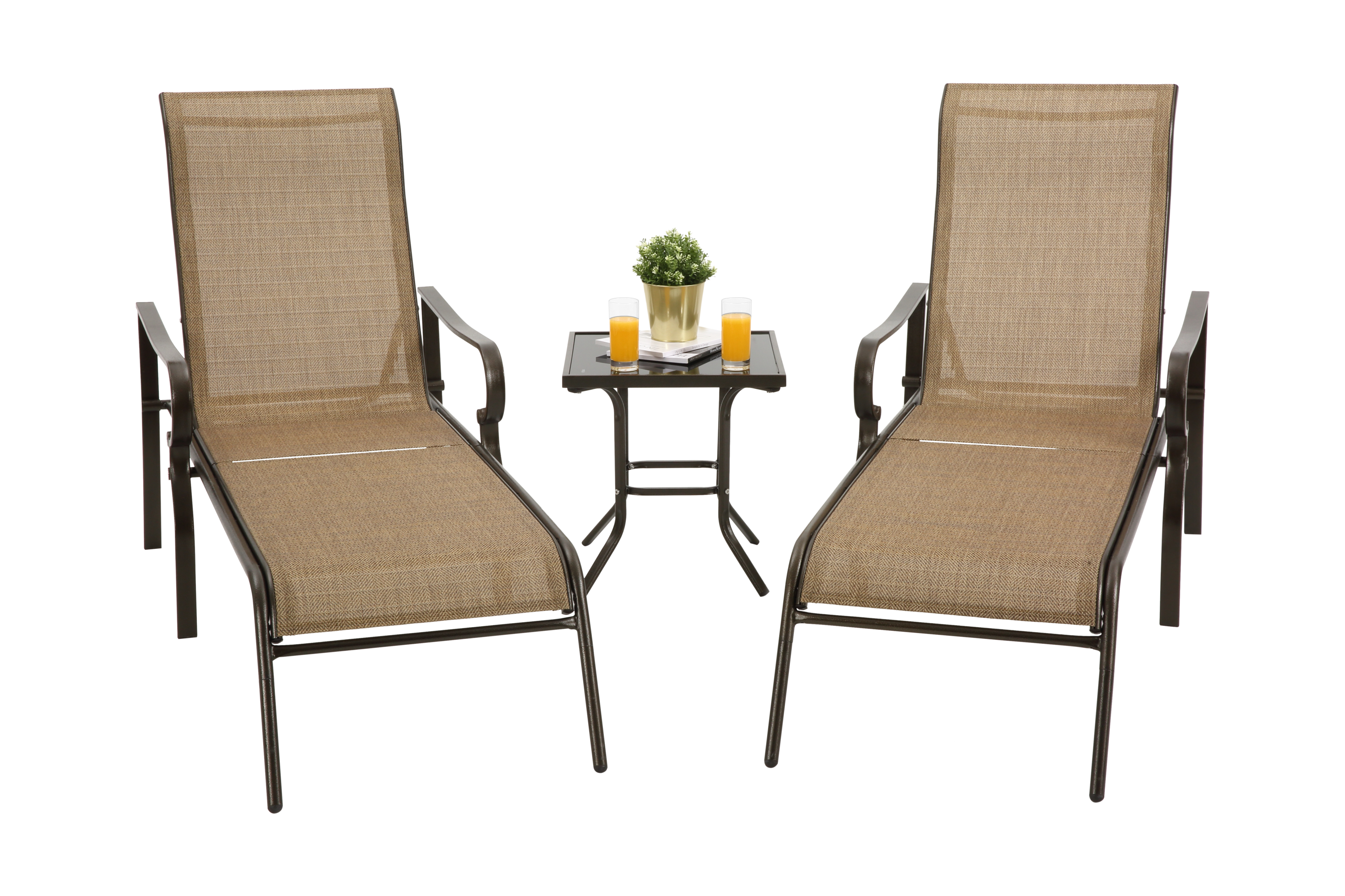 Patio chaise lounges outdoors, poolside chairs with coffee tabel - Atlantic Fine Furniture Inc