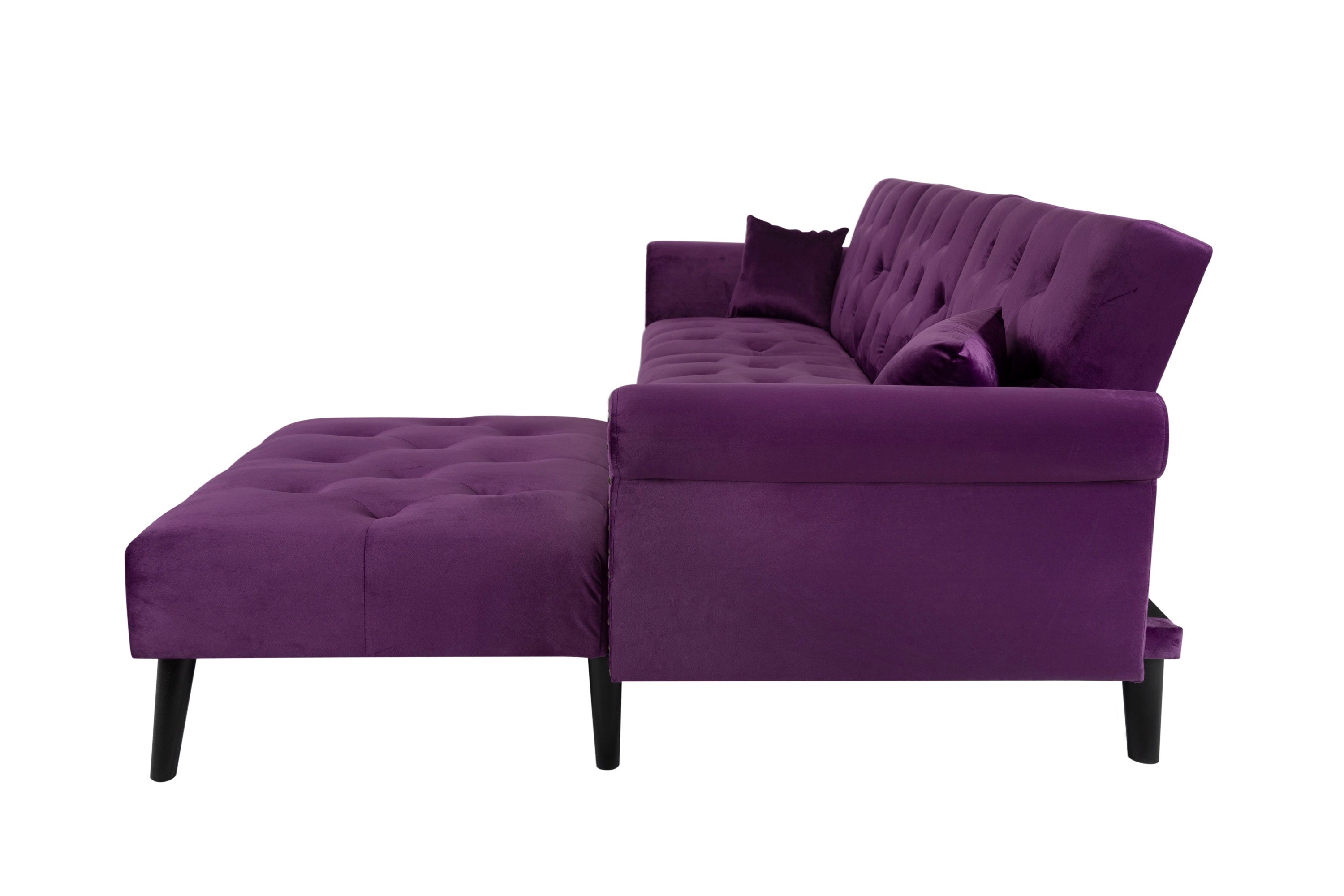 Convertible Sofa bed sleeper Purple velvet（W223S00001、W223S00455、W223S00711） - Atlantic Fine Furniture Inc