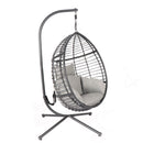 Egg Swing Chair with Stand, 300 LBS Capacity, With Comfortable Cushion, 37.4x37.4x76.77 (Grey) - Atlantic Fine Furniture Inc