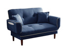RELAX LOUNGE SOFA BED SLEEPER WITH 2 PILLOWS NAVY BLUE FABRIC - Atlantic Fine Furniture Inc