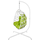 Swing Egg Chair with Stand Indoor Outdoor Wicker Rattan Patio Basket Hanging Chair with C Type bracket , with cushion and pillow,Patio Wicker folding Hanging Chair - Atlantic Fine Furniture Inc