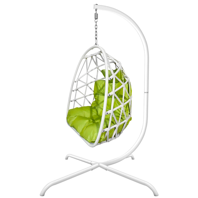 Swing Egg Chair with Stand Indoor Outdoor Wicker Rattan Patio Basket Hanging Chair with C Type bracket , with cushion and pillow,Patio Wicker folding Hanging Chair