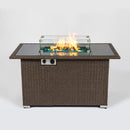 Outdoor 44" Propane Fire pit  Table  Rectangle  50,000 BTU with  8mm Tempered Glass Tabletop & Blue Stone& Steel table lid &Table waterproof dusty Cover ,ETL Certification (Brown) - Atlantic Fine Furniture Inc