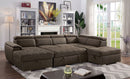 Living Room Sectional Light Brown Sectional Sofa Chaise w Storage Couch Ottoman Nabuck Fabric Pull out sleeper - Atlantic Fine Furniture Inc