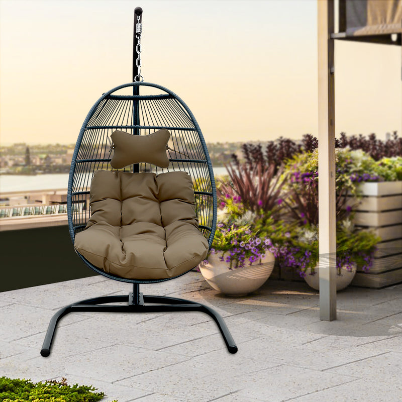 egg shape SINGLE SWING chair for garden patio - Atlantic Fine Furniture Inc