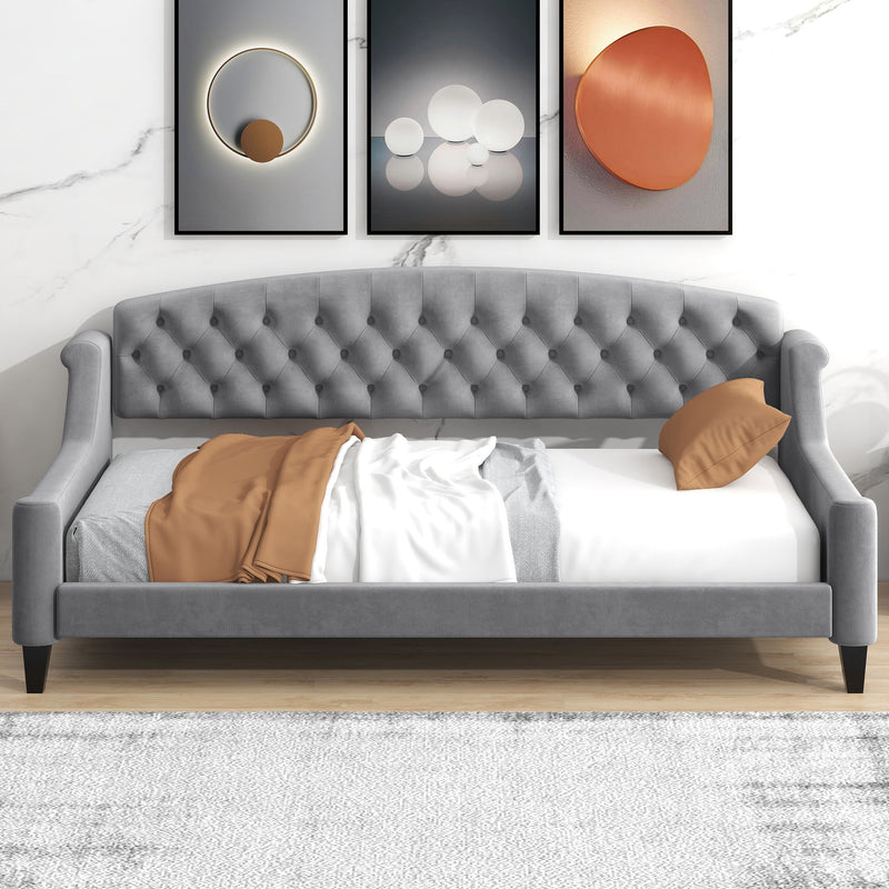 Modern Luxury Tufted Button Daybed, Twin, Gray - Gray